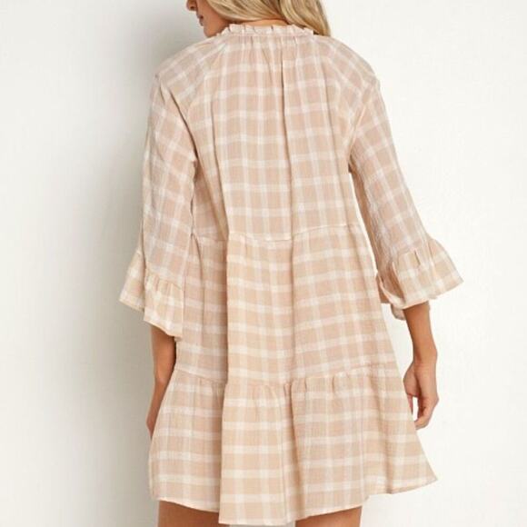 Show Me Your Mumu Viola Mini Dress Cream Plaid Size Small NWT - Picture 3 of 11